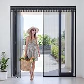 Sliding Magnetic Screen Door with Track for 72x80 Inch Patio &amp; French Doors, Fully Retractable Mesh Door Screen with No Top Blockage, Durable Heavy Duty Bug Screen for Convenient Access