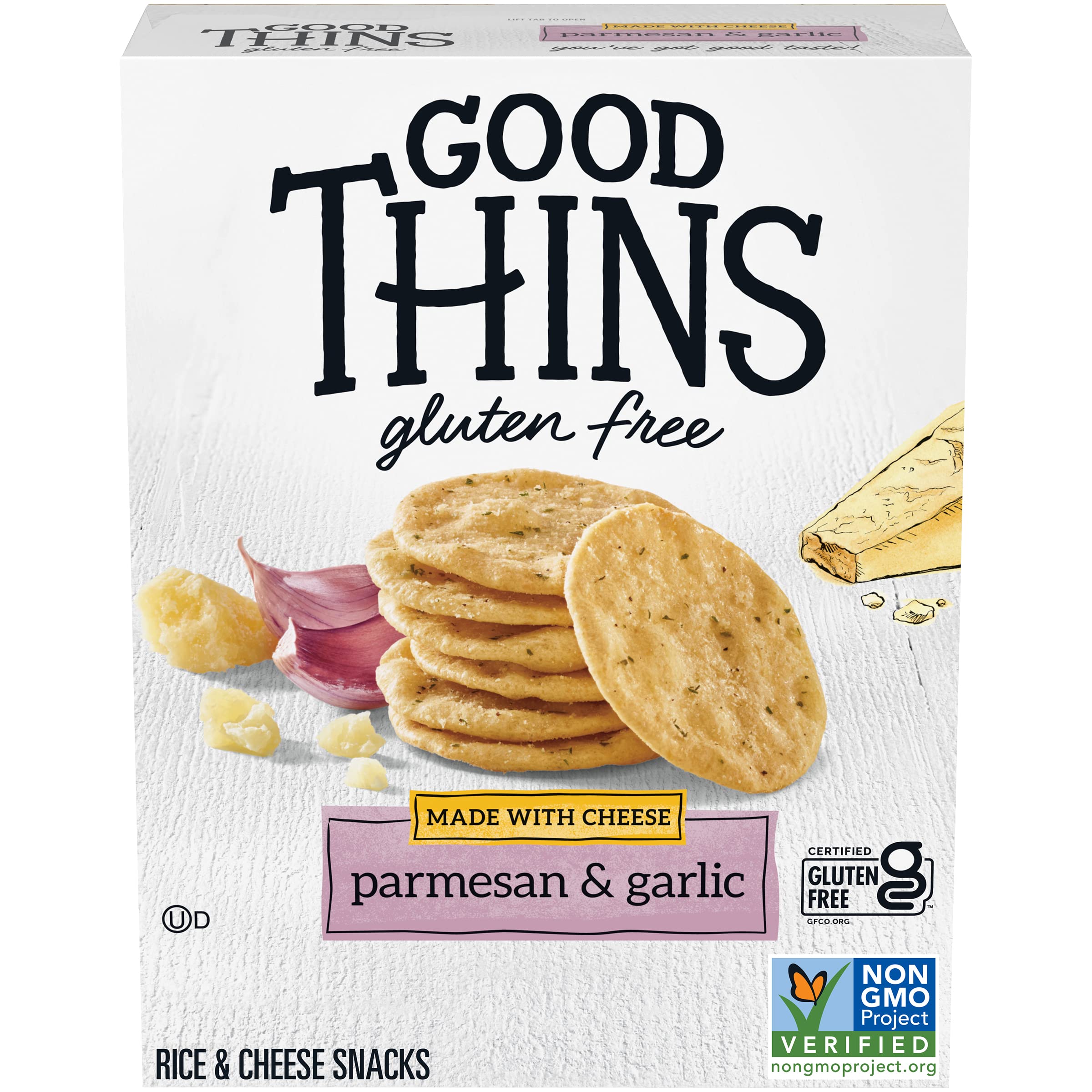 Photo 1 of  BOX 6 Good Thins Parmesan & Garlic Rice & Cheese Snacks Gluten Free Crackers, 3.5 oz
