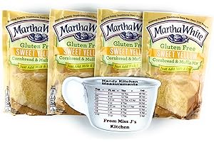 GENERIC Martha White Gluten Free Sweet Yellow Cornbread Muffin Mix 7 Oz (4 Bags) Bundled With Miss J’s Handy Kitchen Measurements Conversion Chart for Refrigerator!