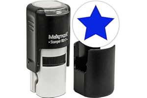 MaxMark Round Self Inking Emoji Stamp - Star - Blue Ink
