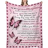 UHANKRU Granddaughter Gifts from Grandma, Granddaughter Gifts, Gift for Grand Daughter Birthday, Graduation, Christmas, Granddaughters Blanket, Pink Butterfly, 60"x50"