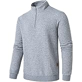 YuKaiChen Men's Long-Sleeve Quarter-Zip Casual Sweatshirt Square Pattern