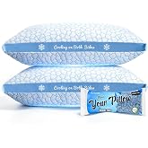 QUTOOL Double Sided Cooling Pillow for Hot Sleepers, Shredded Memory Foam Pillows Queen Size Set of 2, Adjustable Soft &amp; Firm Gel Bed Pillow for Side, Back, Stomach Sleepers