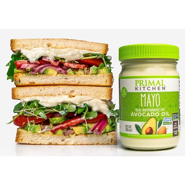 PRIMAL KITCHEN MAYO MADE WITH AVOCADO OIL, WHOLE30 APPROVED, CERTIFIED PALEO, AND KETO CERTIFIED, 12 OUNCES.