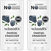 Schmidt's Aluminum-Free Vegan Deodorant Charcoal & Magnesium with 48 Hour Odor Protection, 2 Count for Women and Men, Natural Ingredients, Cruelty-Free, 2.65 oz, Pack of 2