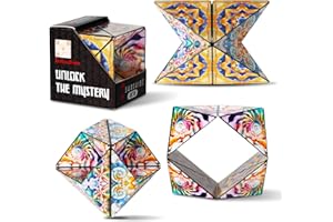 Shashibo Octa Christmas Stocking Stuffers for Kids - Shape Shifting Sensory Fidget Toy – Magnetic STEM Brain Teaser Game Gift with Endless Shape Possibilities – Pairs All Shashibo Cubes (Atlantis)