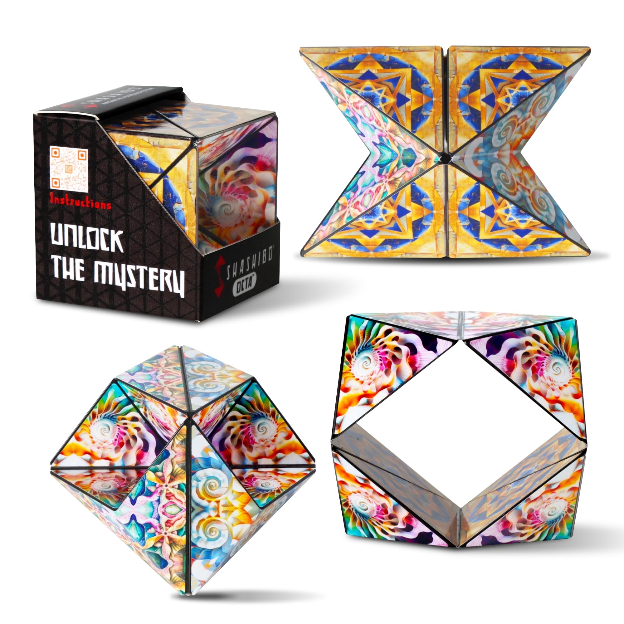 Shashibo Octa Shape Shifting Box - STEM Fidget Toy with Ultra Strong Magnets - Sensory Puzzle Cube Transforms Into 100+ Shapes, Easter Basket Stuffers Gift for Kids, Teens, and Adults (Atlantis)