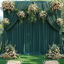 8 Panels Hunter Green Backdrop Curtains for Wedding