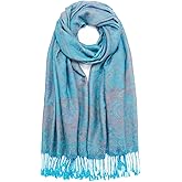 QIUTIMIY Paisley Pashmina Shawl Wrap Women Reversible Vintage Jacquard Pashmina Rave Scarf with Fringe for Evening, Wedding