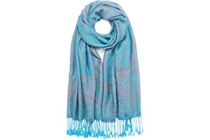 QIUTIMIY Paisley Pashmina Shawl Wrap Women Reversible Vintage Jacquard Pashmina Rave Scarf with Fringe for Evening, Wedding