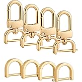 MELORDY 4pcs Detachable Snap Hook Swivel Clasp with 4pcs D-Rings Screw in Shackle for DIY Purse Strap Replacement (Gold,3/4 inch)