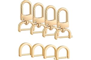 MELORDY 4pcs Detachable Snap Hook Swivel Clasp with 4pcs D-Rings Screw in Shackle for DIY Purse Strap Replacement (Gold,3/4 inch)