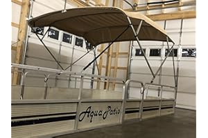 Complete Beige Pontoon Boat Square Tube Bimini Top Kit 10'x8' by Cypress Rowe Outfitters: Ideal Shade Bimini Canvas, Frame, Hardware for Years of Durable, Lasting, and Reliable Shade
