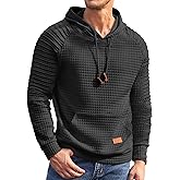 COOFANDY Mens Hoodies Pullover Casaul Long Sleeve Drawstring Waffle Knit Hooded Sweatshirt with Kanga Pocket