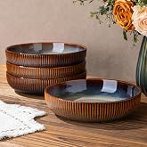 theterra 8.5" Ceramic Pasta Bowls Set of 4, Salad Bowls | Versatile Serving Bowls for Pasta, Salad, Fruit &amp; Noodles, Housewarming &amp; Wedding Gift, Cocoa Mocha