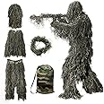 DoCred 5 in 1 Ghillie Suit, 3D Camouflage Hunting Apparel w/Jacket, Pants, Hood, Carry Bag for Adults/Youth, S/M/L/XL/XXL