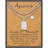 STORUP Zodiac Layered Necklaces for Women, Retro 12 Constellation Pendant Necklace for Women Tarot Card Necklace Jewelry Birthday Gifts for Her Sister Best Friend