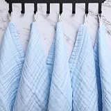 Lanjue 8 Pack Muslin Cloths 12x12 Inch Baby Burp Cloths Cotton Blue view 6