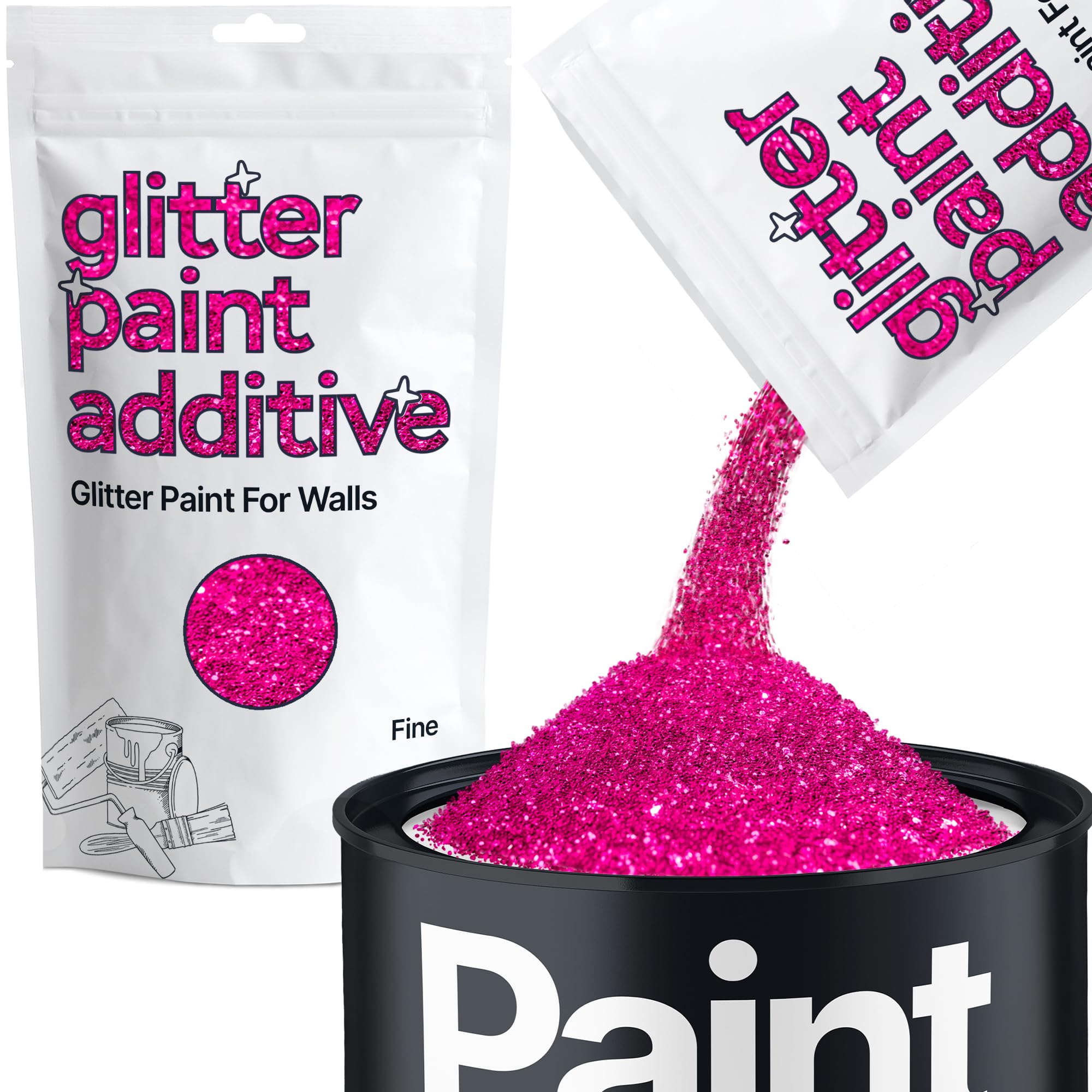 Hemway Dark Rose Pink Glitter Paint Additive Fine 100g for Adding Sparkle to Paints & Varnish | Paint Walls Sparkly Add to Emulsion, Acrylic or Lacquer Indoor