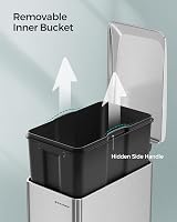 SONGMICS 48L Slim Kitchen Bin Stainless Steel with Soft-Close Lid view 5