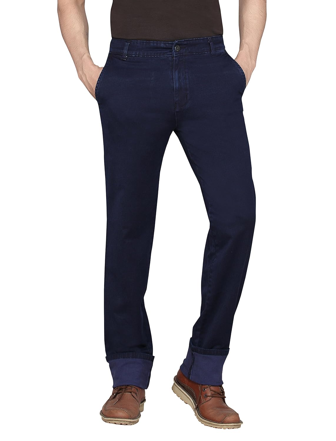 dragaon mens relax fit cross pocket chinos silk denim dark blue