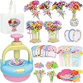 Flowers Craft Kit for Girls Ages 3-12, DIY Flower Bouquet Maker Machine with 120 Fabric Petals, 14 Greeting Cards, Gift Wrap, Vase & Storage Bag, Creative Floral Arts and Crafts Toy for Kids