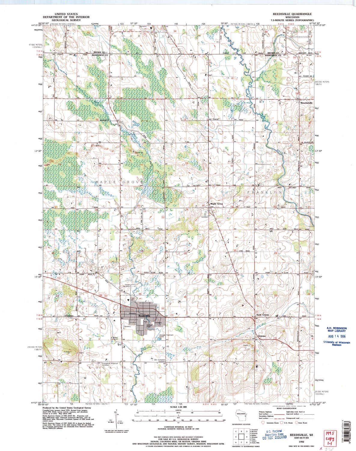 YellowMaps Reedsville WI topo map, 124000 Scale, 7.5 X 7.5 Minute, Historical