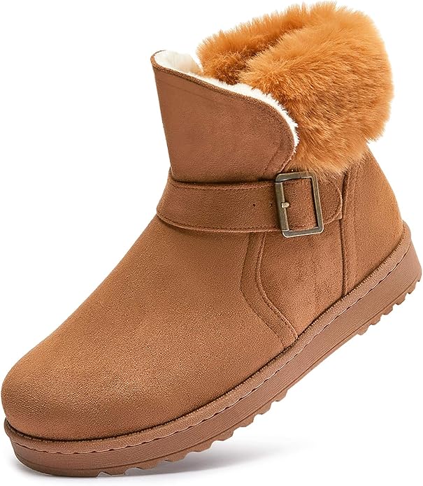 AOMAIS Womens Winter Booties Brown US6