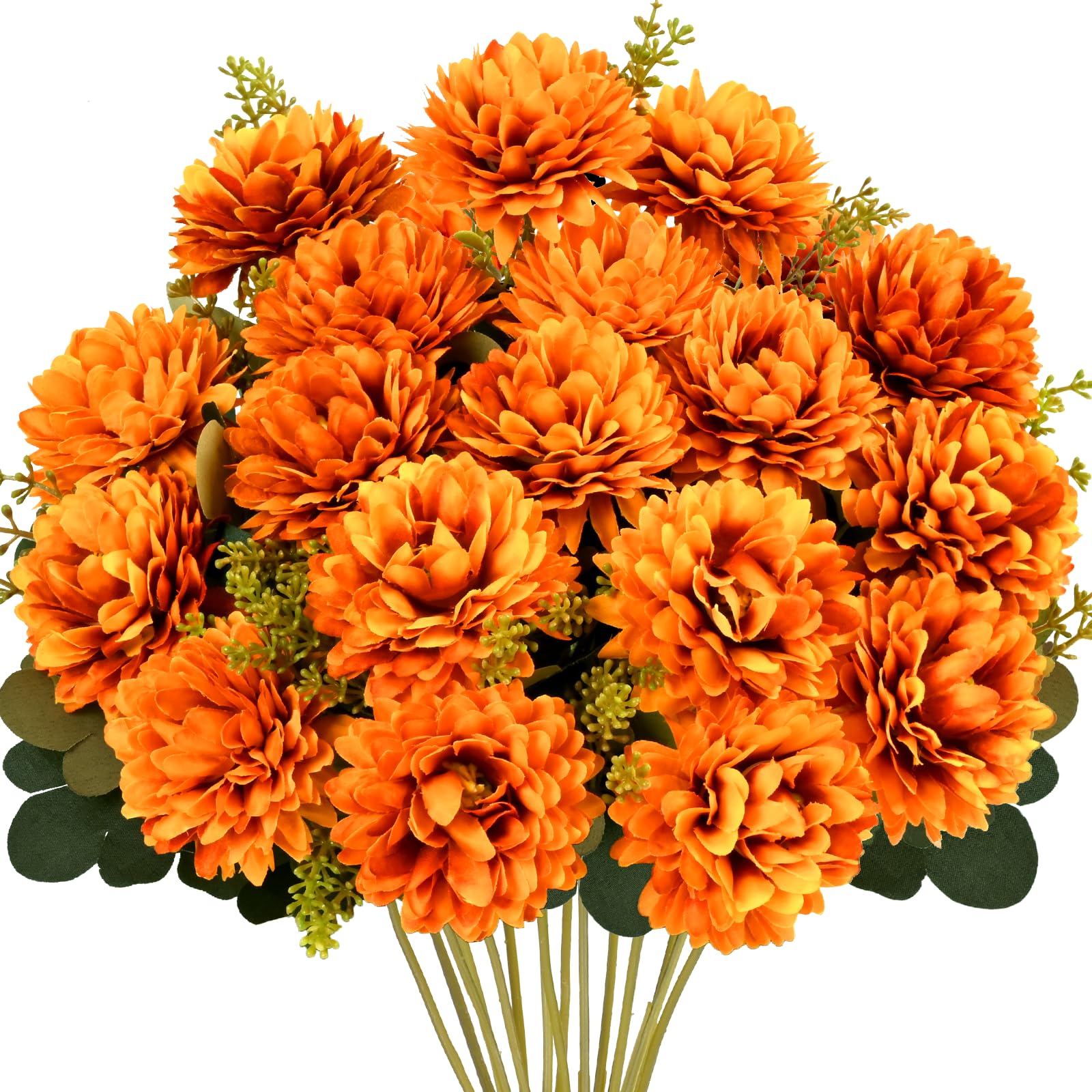 Photo 1 of Waipfaru 4 Pcs 36 Heads Fake Mums, Fall Flowers Artificial for Decoration, Artificial Faux Mums for Outdoor Indoor Planters Home Table Fall Deco