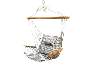 BACKYARD EXPRESSIONS PATIO · HOME · GARDEN Hammock Chair Hanging Rope Swing, *12 Patterns, Quality Comfortable and Breathable Fabric - Indoor/Outdoor - Grey Herringbone Pattern