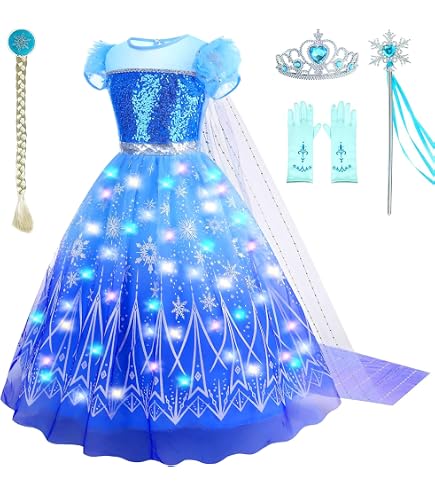 LED Light Up Princess Costume - Music Sync RGB Dress With Accessories For Girls