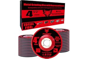 FOXBC 4-1/2 Inch Grinding Wheels for Angle Grinder, Aluminum Oxide Grinding Disc for Metal & Stainless Steel, Type 27, Depressed Center 4-1/2" x 1/4" x 7/8" - 25 Pack