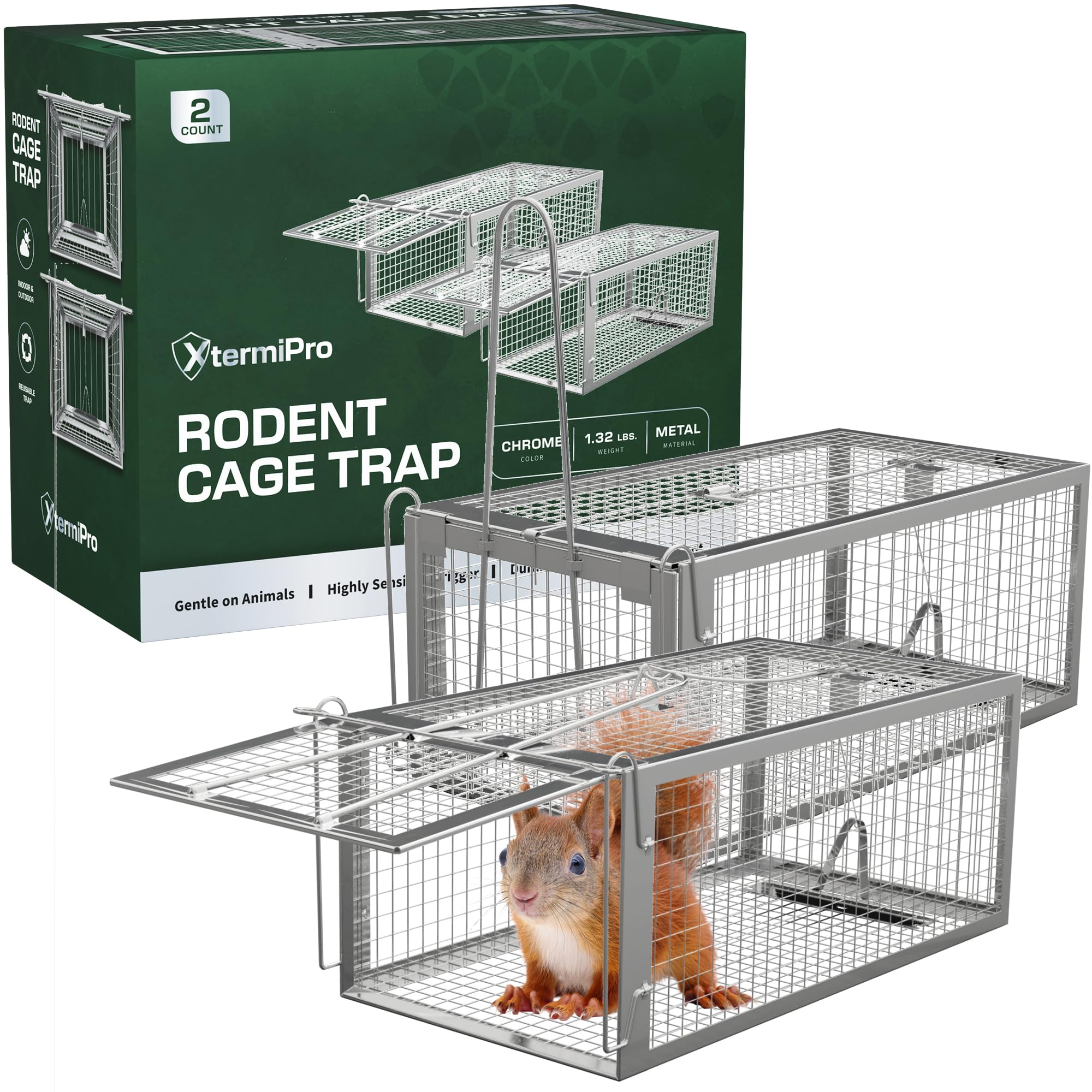Photo 1 of XTERMIPRO Humane Chipmunk Trap -2 Pack, Squirell and Rat Cages That Work for Home | Catch and Release | Reusable and Durable | No Kill Animal Trap | for Inside Home and Outdoor Use