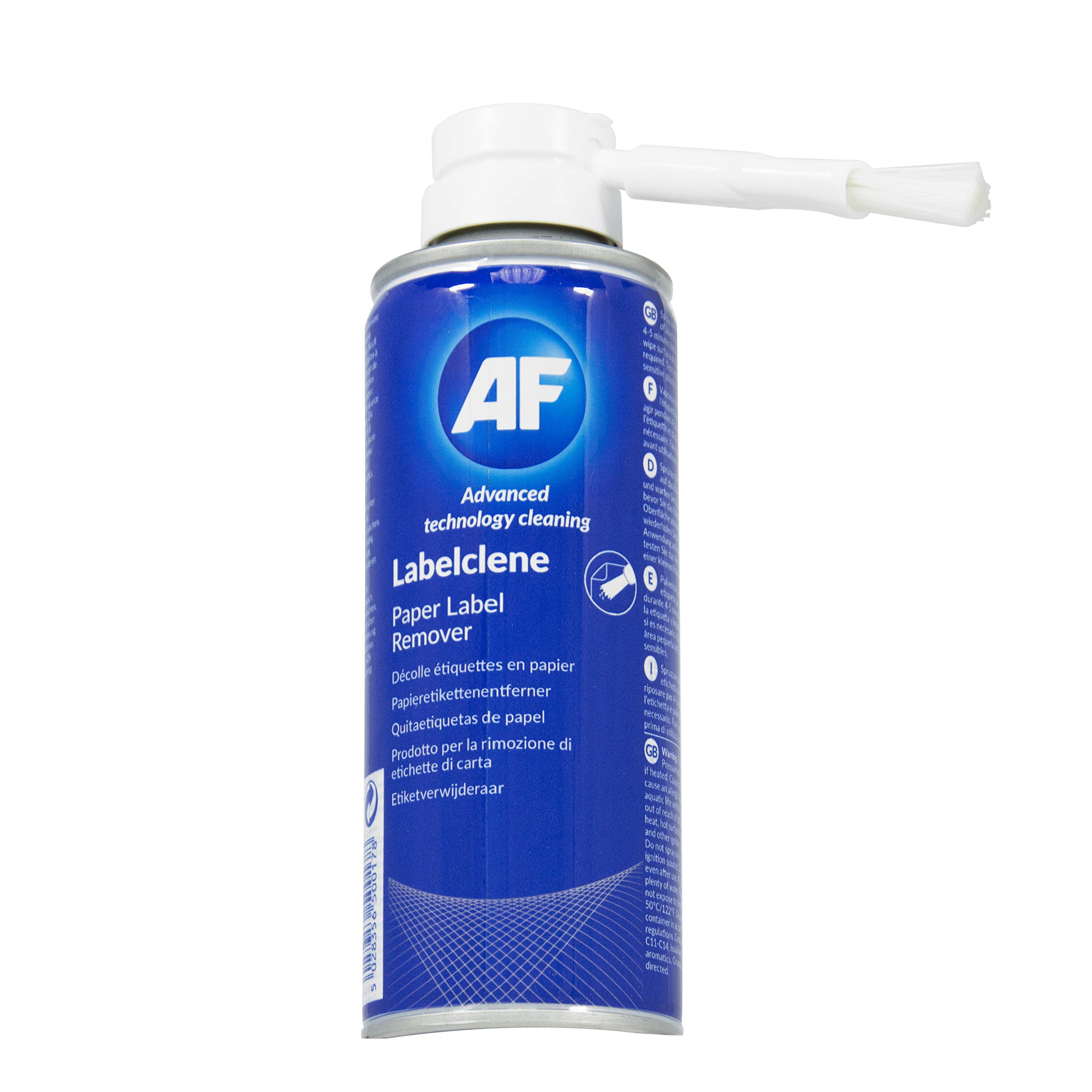 AF Labelclene Label and Sticky Stuff Remover Spray with Brush - Dissolves and Removes Sticky Label & Tape Glue Adhesives, Scuff Marks & Wax