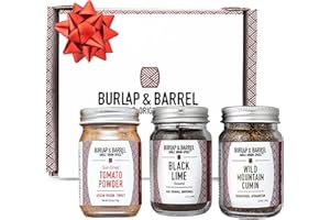Burlap & Barrel Taco Seasoning Single Origin Spice Set - As seen on Shark Tank! - Wild Mountain Cumin, Sun-Dried Tomato, Ground Black Lime - 3 Full Size in a Gift Box - Gift for Mom