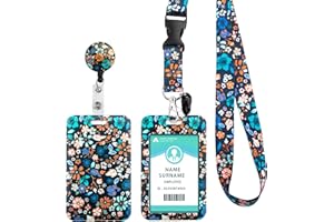 HINSLY ID Badge Holder with Lanyard, Retractable Badge Holders Reels with Lanyards Adjustable, for Women Kids Teacher Nurses Doctor Student