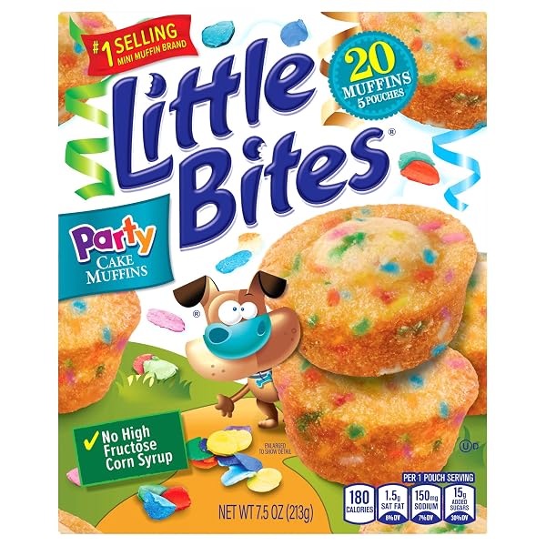 LITTLE BITES PARTY CAKE MUFFINS, 5 INDIVIDUAL PACKS, (1.5 OZ EACH), CAKE AND SPRINKLES MINI MUFFINS, 7.5 OZ MULTIPACK