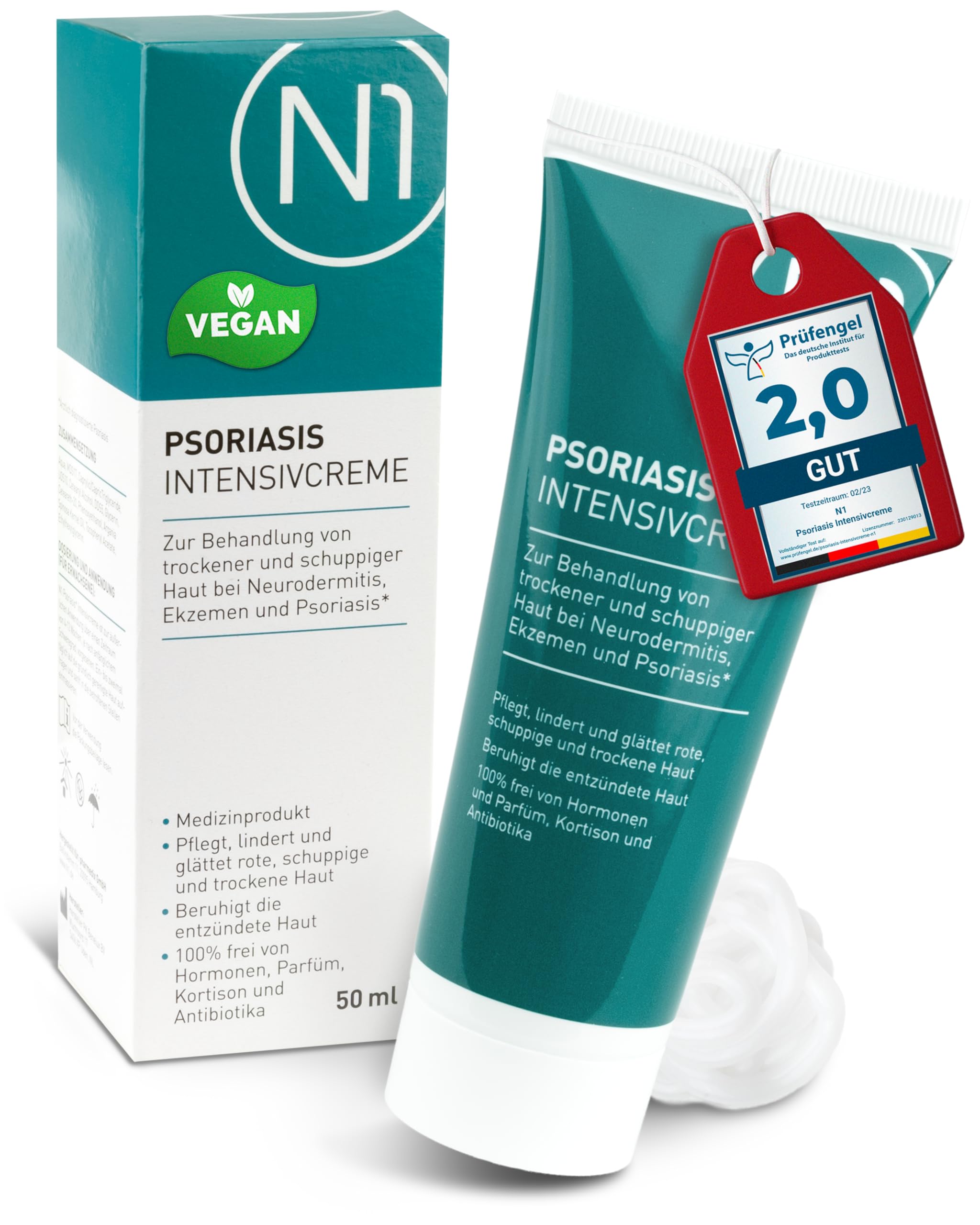 N1 Psoriasis Intensivcreme 50 ml - Schnelle Hilfe gegen starken Juckreiz - Effektiv gegen Schuppenflechte, Neurodermitis & Ekzeme - Beruhigt und lindert rote, schuppige, entzündete & trockene Haut