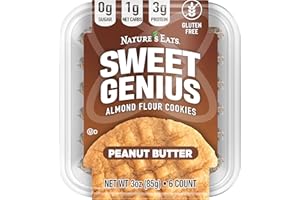 SWEET GENIUS Almond Flour Cookies Peanut Butter, 6 Count (Pack of 1)