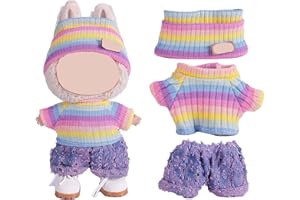 17cm Doll Clothes Set Compatible with LABB,Cute Dress Outfit Set Fashion Clothes Doll Accessories NO Shoes (Purple)