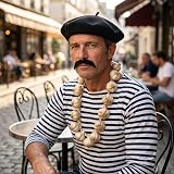 FNA FASHIONS French Fancy Dress Set Beret Moustache Garlic Garland Black view 3