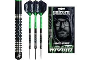 Unicorn | James Wade | Wraith | 90% Tungsten Barrels Extra Grippy Machined Grooves | Steel Tip Darts Set | The Machine | Noir