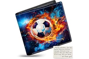 MINDOW Boys Wallet for Kids, Teen Boy Soccer Wallets 9-12 8-10 8-12, Cool Novelty Leather Bifold Rfid Blocking Purse Coin Pocket Zipper Id Window for Children Men Male Youth Guys Birthday Christmas Gifts