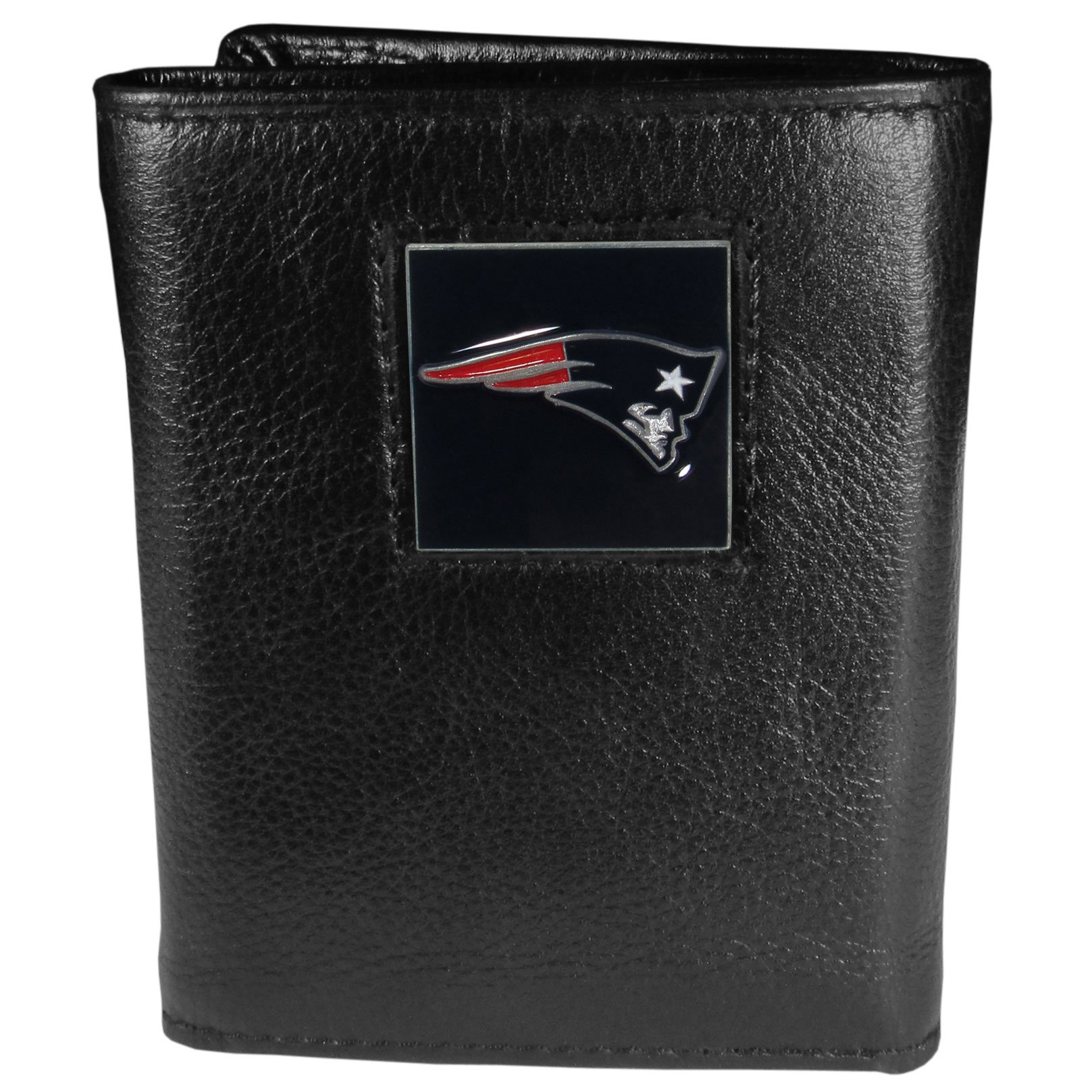 Siskiyou Sports NFL Mens New England Patriots Deluxe Leather Tri-fold Wallet One Size Black
