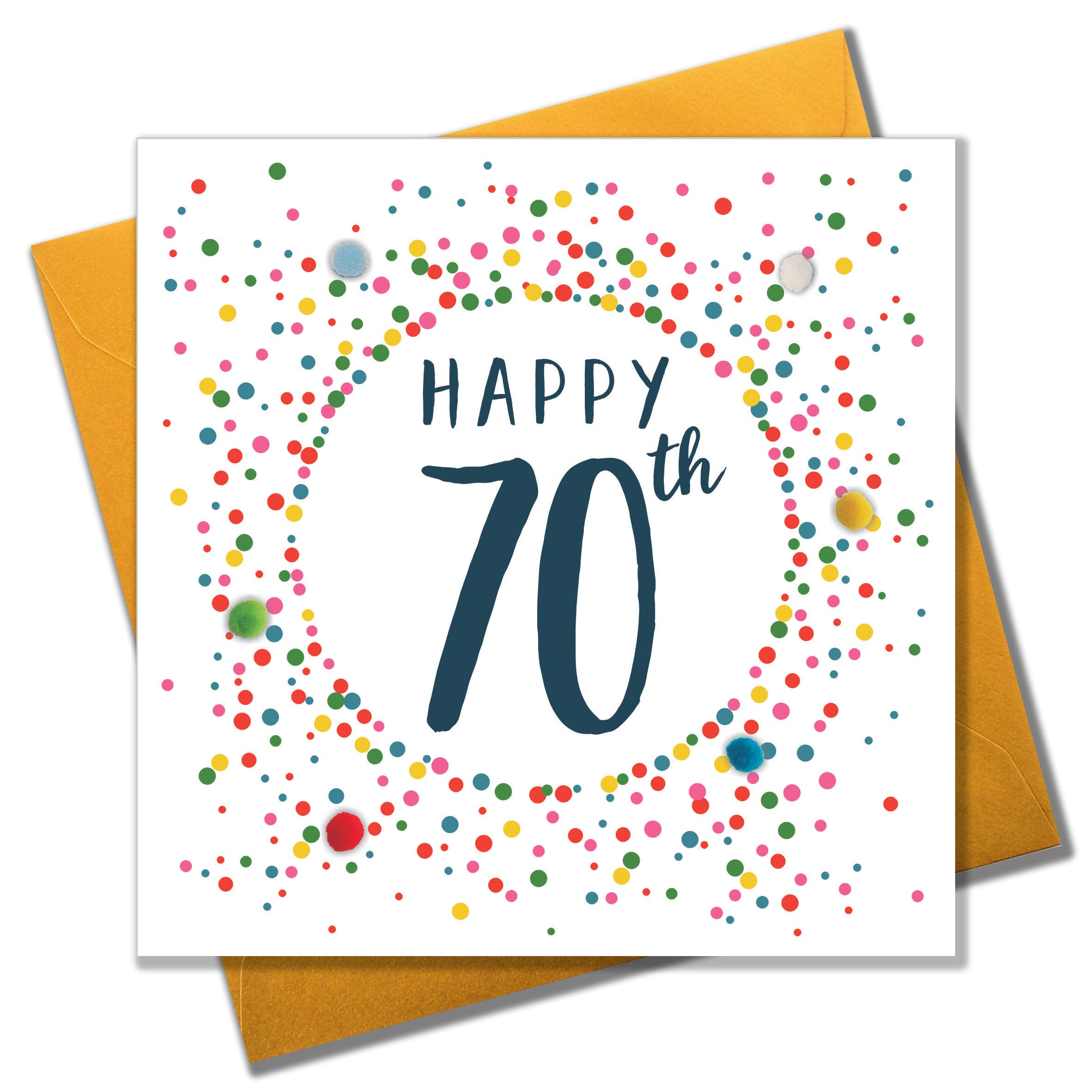 Pom Pom "70th" Greeting Card