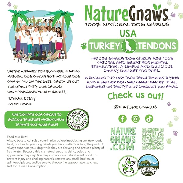 NATURE GNAWS USA TURKEY TENDONS FOR DOGS (4OZ) – DELICIOUS GRAIN FREE REWARD SNACK FOR SMALL, MEDIUM & LARGE BREEDS – PREMIUM NATURAL DOG CHEW TREATS