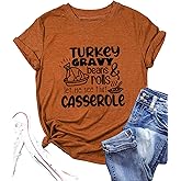 Thanksgiving Shirt Women Turkey Gravy Beans and Rolls T Shirt Funny Graphic Short Sleeve Tee Tops
