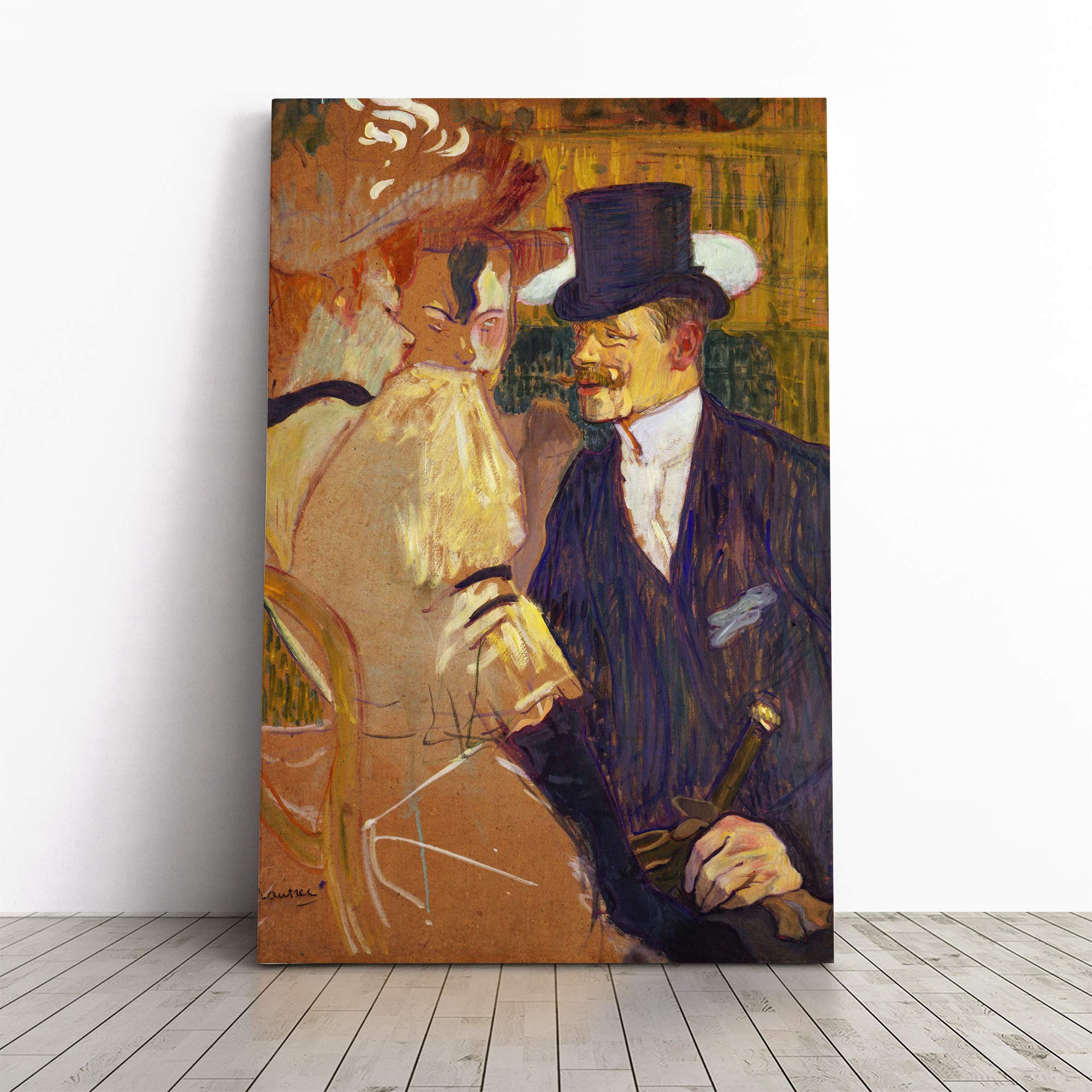 Henri de Toulouse-Lautrec Englishman at Moulin Rouge Canvas Print | Gallery Wrapped 30mm Frame Wall Art | 20x14 inches | Ready to Hang | Modern Picture | Living Room Bedroom Lounge Office