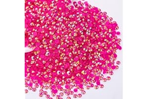 QPRETTY DU Hot Pink AB Rhinestones Bulk, 5000PCS Flat Back Round Jelly AB Rhinestones Non-Hotfix Crystal Gems Wholesale for Crafts Makeup Nails Face Tumblers Clothes Shoes Handmade Decoration 5mm