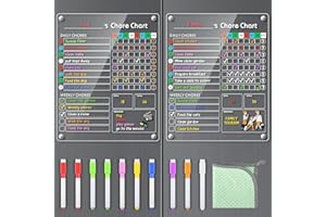 Acrylic Magnetic Chore Chart for Kids, 9.5"x12" Behavior Reward Responsibility Chart for/Teens/Adults Chore Chart for Multipl